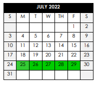 District School Academic Calendar for Bibb County Career/technical Center for July 2022