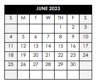 District School Academic Calendar for Williams Elementary School for June 2023