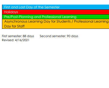 District School Academic Calendar Legend for New Middle School #4