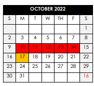 District School Academic Calendar for Macon Behavioral Health System for October 2022