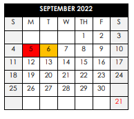 District School Academic Calendar for Rice Elementary School for September 2022