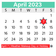 District School Academic Calendar for O H Stowe Elementary for April 2023