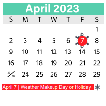 District School Academic Calendar for Homebound for April 2023