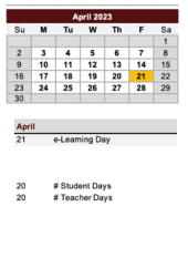 District School Academic Calendar for Robert E Lee Elementary School for April 2023
