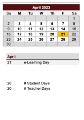 District School Academic Calendar for Kingston Kindergarten-eighth Grade School for April 2023