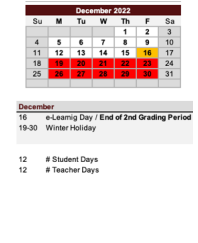 District School Academic Calendar for Glen Iris Elementary School for December 2022