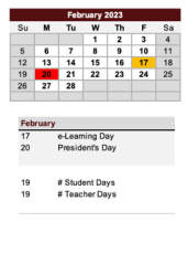 District School Academic Calendar for Charles A Brown Elementary School for February 2023