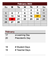 District School Academic Calendar for Epic School for February 2023