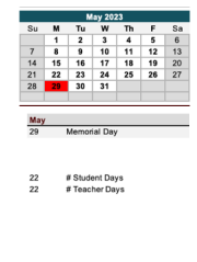 District School Academic Calendar for Woodlawn High Alternative Center for May 2023
