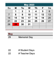 District School Academic Calendar for Kennedy Alternative for May 2023