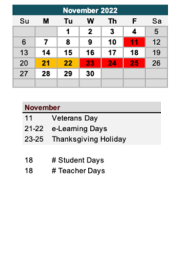 District School Academic Calendar for Epic School for November 2022