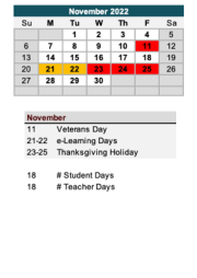 District School Academic Calendar for Kirby Middle School for November 2022