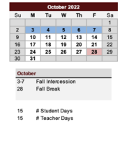 District School Academic Calendar for Epic School for October 2022