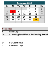 District School Academic Calendar for Jackson Elementary School for September 2022