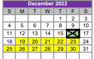 District School Academic Calendar for Boerne Middle School South for December 2022