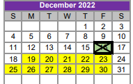 District School Academic Calendar for New Elementary for December 2022