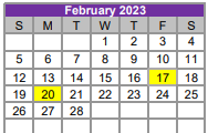 District School Academic Calendar for New Elementary for February 2023