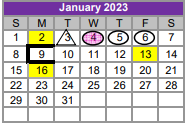 District School Academic Calendar for Meadowlands for January 2023