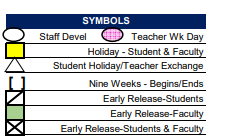 District School Academic Calendar Legend for Curington Elementary