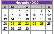District School Academic Calendar for Boerne Alter School for November 2022