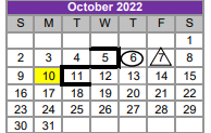 District School Academic Calendar for Boerne Alter School for October 2022
