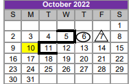 District School Academic Calendar for New Elementary for October 2022