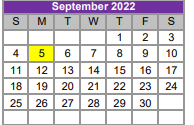 District School Academic Calendar for Boerne Alter School for September 2022