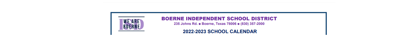 District School Academic Calendar for Boerne Alter School