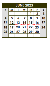 District School Academic Calendar for C H A M P S for June 2023