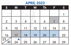 District School Academic Calendar for Thomas J Kenny for April 2023