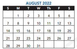 District School Academic Calendar for Mary E Curley Middle for August 2022