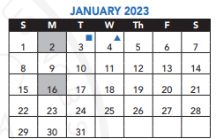 District School Academic Calendar for Academy Of Public Service for January 2023