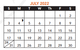 District School Academic Calendar for Joseph J Hurley for July 2022