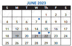 District School Academic Calendar for Manassah E Bradley for June 2023