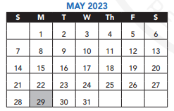 District School Academic Calendar for James Otis for May 2023