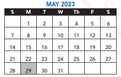 District School Academic Calendar for Academy Of Public Service for May 2023