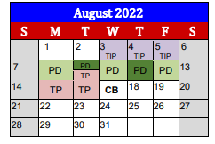 District School Academic Calendar for Lighthouse Learning Center - Jjaep for August 2022