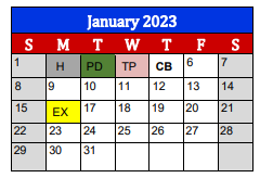 District School Academic Calendar for Lighthouse Learning Center - Jjaep for January 2023