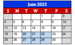 District School Academic Calendar for Griffith Elementary for June 2023
