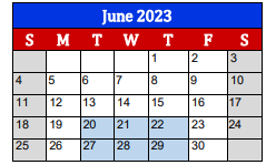 District School Academic Calendar for Jane Long Elementary for June 2023