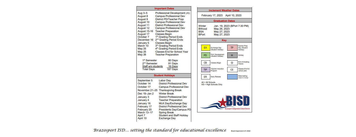 District School Academic Calendar Key for Bess Brannen Elementary