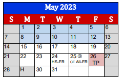 District School Academic Calendar for Lighthouse Learning Center - Daep for May 2023