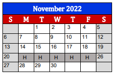 District School Academic Calendar for Lake Jackson Intermediate for November 2022