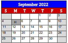 District School Academic Calendar for Lighthouse Learning Center - Daep for September 2022