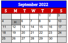 District School Academic Calendar for Lighthouse Learning Center - Jjaep for September 2022