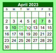 District School Academic Calendar for Brenham Alternative for April 2023