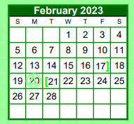 District School Academic Calendar for Brenham Alternative for February 2023