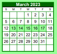 District School Academic Calendar for Brenham Alternative for March 2023