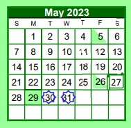 District School Academic Calendar for Brenham Alternative for May 2023