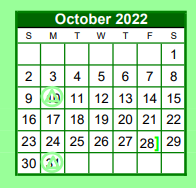 District School Academic Calendar for Brenham El for October 2022